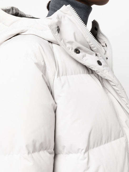 quilted-finish hooded coat